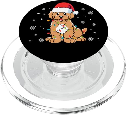 Hund trägt Weihnachtsmannmütze Schneeflocken Weihnachtsbeleuchtung PopSockets PopGrip für MagSafe von Dog Santa Claus Christmas Apparel