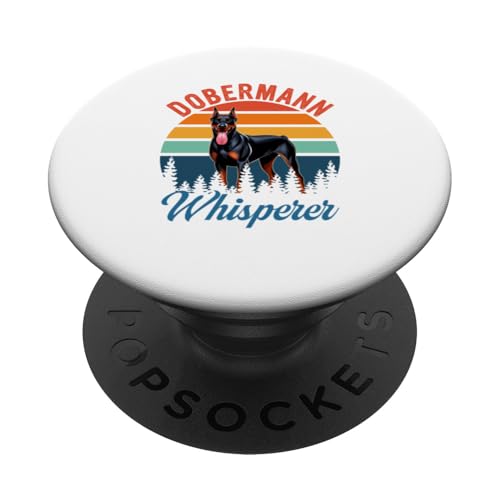 Vintage Retro Dobermann Whisperer Funny Dog Owner Lover PopSockets Klebender PopGrip von Dog Vacations Costume