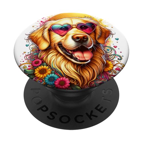 Golden Retriever Hund St. Valentinstag Kunstwerk PopSockets Klebender PopGrip von Doggies Unlimited