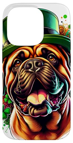 Hülle für iPhone 14 Pro Bullmastiff Dog St. Patricks Day Kunstwerk von Doggies Unlimited