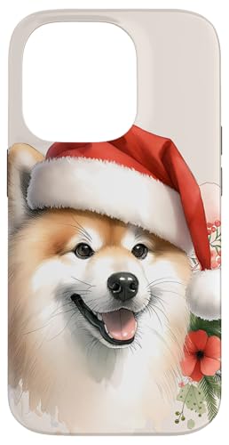 Hülle für iPhone 14 Pro Christmas Kishu Ken Dog Aquarell Kunstwerk von Doggies Unlimited