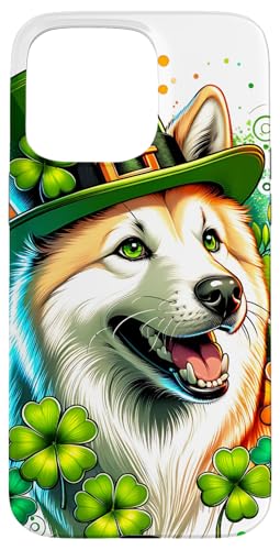 Hülle für iPhone 15 Pro Max Canaan Dog St. Patricks Day Kunstwerk von Doggies Unlimited