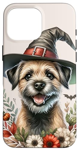 Hülle für iPhone 16 Pro Max Border Terrier Hund Halloween Aquarell Kunstwerk von Doggies Unlimited