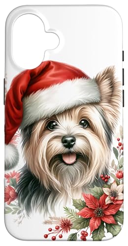 Hülle für iPhone 16 Weihnachtliches Aquarell-Kunstwerk mit seidigem Terrier von Doggies Unlimited