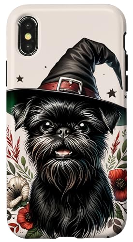 Hülle für iPhone X/XS Brüsseler Griffon Hund Halloween Aquarell Kunstwerk von Doggies Unlimited