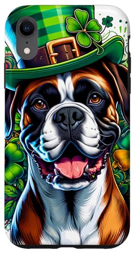 Hülle für iPhone XR Boxer Dog St. Patricks Day Kunstwerk von Doggies Unlimited