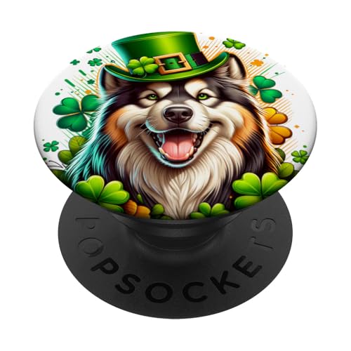 Lapponischer Herder Dog St. Patricks Day Kunstwerk PopSockets Klebender PopGrip von Doggies Unlimited