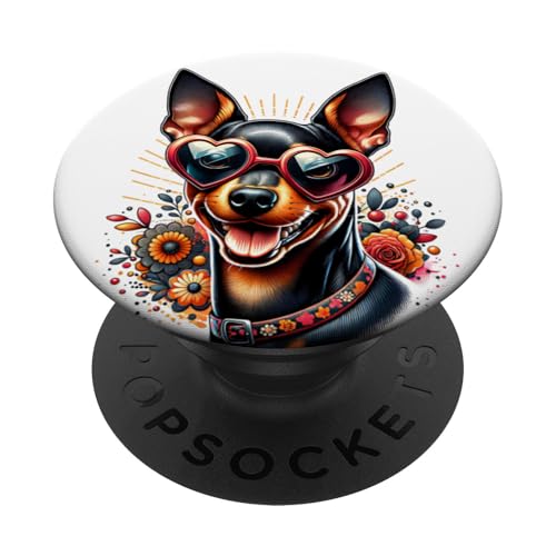 Manchester Terrier Spielzeug Hund St. Valentinstag Kunstwerk PopSockets Klebender PopGrip von Doggies Unlimited