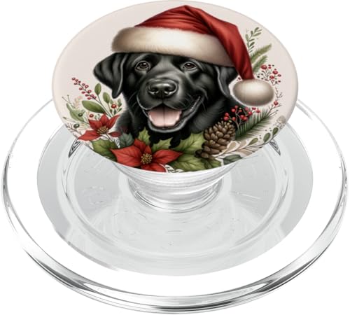 Weihnachtliches schwarzes Labrador-Labor Aquarell Kunstwerk PopSockets PopGrip für MagSafe von Doggies Unlimited