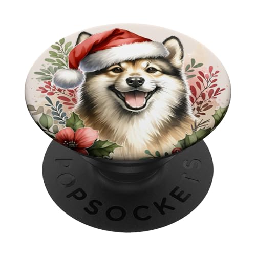 Weihnachtliches schwedischer Vallhund Aquarell-Kunstwerk PopSockets Klebender PopGrip von Doggies Unlimited