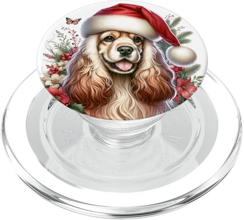 Weihnachts-Cocker Spaniel, Aquarell-Kunstwerk PopSockets PopGrip für MagSafe von Doggies Unlimited