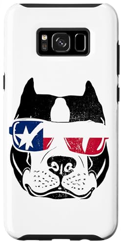 Hülle für Galaxy S8+ Pitbull Liebhaber Bully Hund mit Sonnenbrille Texas Texan Flagge von Doggy designs co.