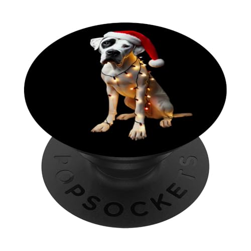 Dogo Argentino Weihnachtsmannmütze Weihnachtsbeleuchtung Hundebesitzer Mama Papa PopSockets Klebender PopGrip von Dogo Argentino Christmas Products