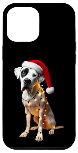 Hülle für iPhone 12 Pro Max Dogo Argentino Weihnachtsmannmütze Weihnachtsbeleuchtung Hundebesitzer Mama Papa von Dogo Argentino Christmas Products