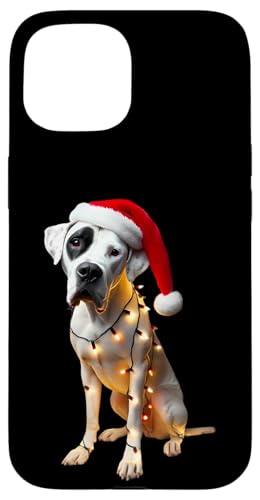 Hülle für iPhone 15 Dogo Argentino Weihnachtsmannmütze Weihnachtsbeleuchtung Hundebesitzer Mama Papa von Dogo Argentino Christmas Products