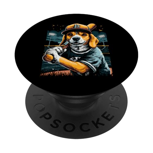 Baseball-Beagle-Hunde-Sport-Fan-Outfit, lustiger Hundeliebhaber PopSockets Klebender PopGrip von Dogs 365