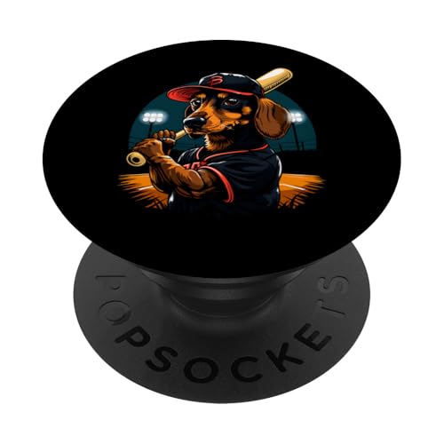 Baseball Dackel Hund Sport Fan Liebhaber Grafik PopSockets Klebender PopGrip von Dogs 365