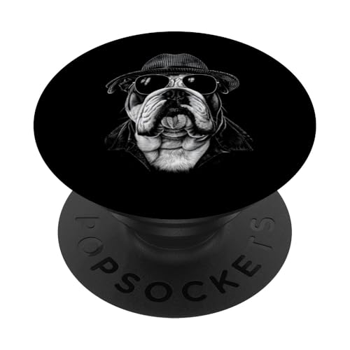 Bulldog Cool Dog Sonnenbrille Retro Hund Papa Geschenk PopSockets Klebender PopGrip von Dogs 365