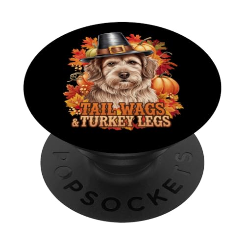 Lustiger Schwanzwagen und Truthahnbeine Thanksgiving Hund Pilgrim PopSockets Klebender PopGrip von Dogs Lover Thanksgiving Boys Girls Men Women Tees