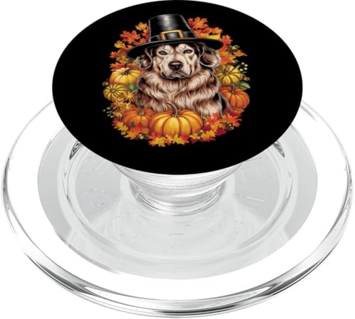 Niedlicher Thanksgiving Hund Pilger Kürbis Herbst PopSockets PopGrip für MagSafe von Dogs Lover Thanksgiving Boys Girls Men Women Tees