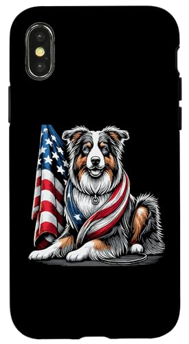 Hülle für iPhone X/XS Hundeausführung mit amerikanischer USA-Flagge von Dogs Walking Dog Walker Gifts