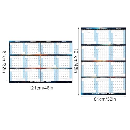 Doiyislem Wandplaner, trocken abwischbarer Planer - Großer horizontaler vertikaler löschbarer Wandkalender 2025 - Laminierter 12-Monats-Jahres-Wandplaner, Heimdekoration für Wohnzimmer, Schlafzimmer, von Doiyislem