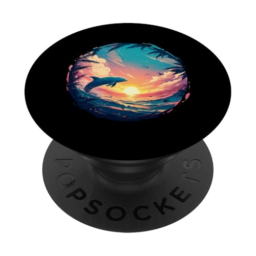 Niedliches Dolphin Art Mammal Sunrise Design PopSockets mit austauschbarem PopGrip von Dolphin Lover Art Sunrise