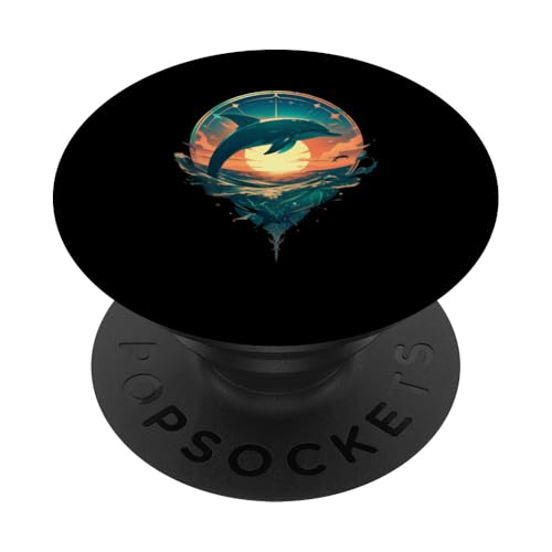 Niedliches Dolphin Art Mammal Sunrise Design PopSockets mit austauschbarem PopGrip von Dolphin Lover Art Sunrise