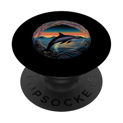 Niedliches Dolphin Art Mammal Sunrise Design PopSockets mit austauschbarem PopGrip von Dolphin Lover Art Sunrise