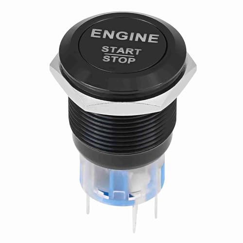 WEISSE LED-MOTOR-START-STOPP-TASTE ZUR NACHTAKTIVIERUNG DES FAHRZEUGS (schwarze Zink-Aluminium-Legierung) von Domary