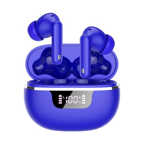 Donerton Wireless Earbuds, Bluetooth 5.4 Kopfhörer HiFi Stereo, In-Ear Ohrhörer mit ENC Mikrofon, Kabellose Kopfhörer IP7 Wasserdicht, Ear Buds LED Display Mini Chargin Blau von Donerton