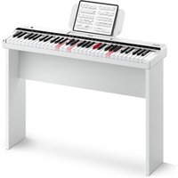 Donner Elektronisches Keyboard Klavier 61 Tasten, Leuchtanzeige Anleitung für Anfänger, mit abnehmbarem Klavierständer, Notenständer, Unterstützt USB-MIDI, Kopfhörer, Sustain Pedal, DK-10S Weiß von Donner Music - DE