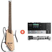 Donner HUSH-I Pro Gitarre Multi-Sound-Modus Tragbare Reisegitarre - Natürlich / Gitarre + Arena 2000 Pedal von Donner