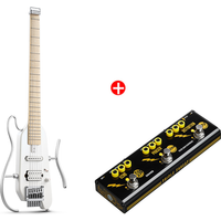 Donner HUSH-X E-Gitarre Traveler Gitarre Ultra-Light für Unterwegs, Weiß / Gitarre + JW Pedal von Donner