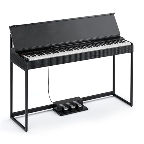 Donner OURA S300 Digitalpiano mit 88-Tasten schwergewichtetem Keyboard für Fortgeschrittene, Elektropiano mit Graded Hammer Tastenfeld, Bluetooth, 2 * 15W, Halbpedal, 256-Polyphonie, Schwarz von Donner