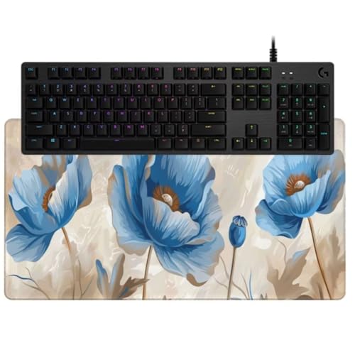 Blau Mauspad Mohn Mauspad XXL 700x300 mm, Schreibtischunterlage Wasserdicht Mousepad mit Anti-Rutsch Basis Desk Mat, Gaming Mouse Pad Verbessert Präzision Und Geschwindigkeit, für PC, Geschenk yw129 von Donpeer