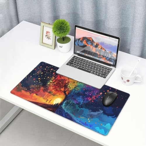 Bunt Mauspad Baum Mauspad XXL 700x300 mm, Schreibtischunterlage Wasserdicht Mousepad mit Anti-Rutsch Basis Desk Mat, Gaming Mouse Pad Verbessert Präzision Und Geschwindigkeit, für PC, Geschenk yw118 von Donpeer