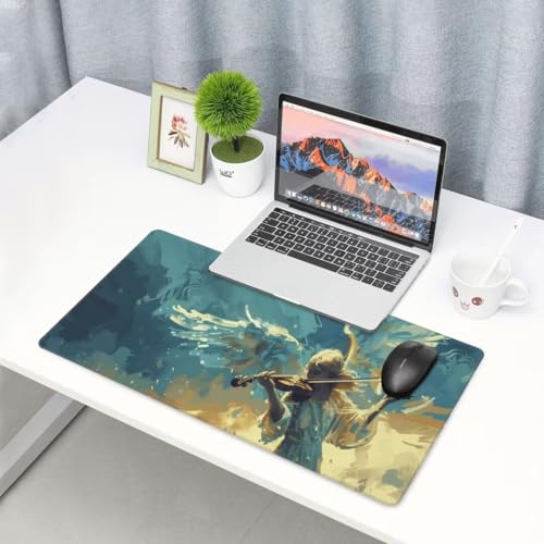 Engel Mauspad Weiß Mauspad XXL 700x300 mm, Schreibtischunterlage Wasserdicht Mousepad mit Anti-Rutsch Basis Desk Mat, Gaming Mouse Pad Verbessert Präzision Und Geschwindigkeit, für PC, Laptop yw665 von Donpeer