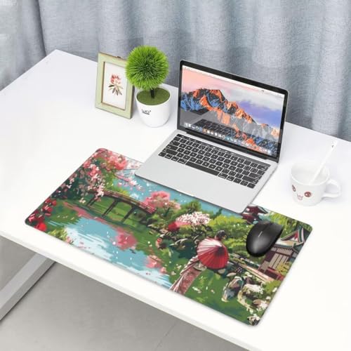 Japanischer Stil Mauspad Dame Mauspad XXL 700 x 300 mm, Schreibtischunterlage Wasserdicht Mousepad mit Anti-Rutsch Basis Desk Mat, Verbessert Präzision Und Geschwindigkeit, für Laptop, Geschenk yw615 von Donpeer