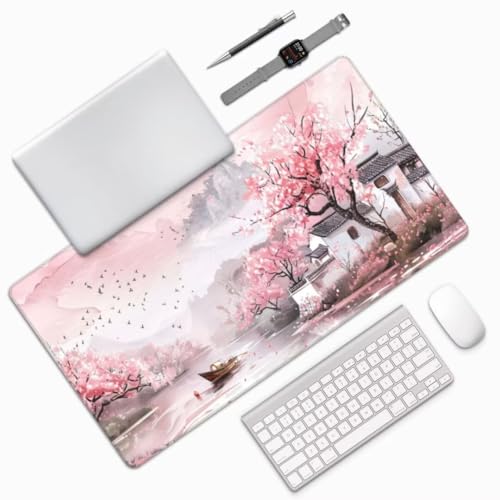 Landschaft Mauspad Rosa Mauspad XXL 700 x 300 mm, Schreibtischunterlage Wasserdicht Mousepad mit Anti-Rutsch Basis Desk Mat, Verbessert Präzision Und Geschwindigkeit, für PC, Laptop, Geschenk yw357 von Donpeer