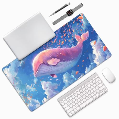 Rosa Mauspad Walfisch Mauspad XXL 600x300 mm, Schreibtischunterlage Wasserdicht Mousepad mit Anti-Rutsch Basis Desk Mat, Gaming Mouse Pad Verbessert Präzision Und Geschwindigkeit, für PC, Laptop yw773 von Donpeer