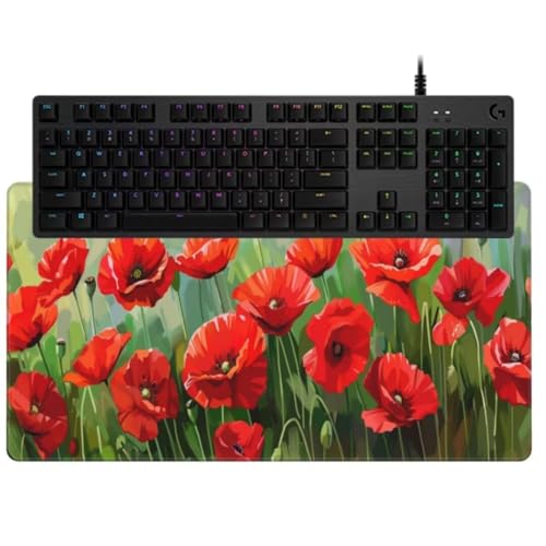 Rot Mauspad Mohn Mauspad XXL 700x300 mm, Schreibtischunterlage Wasserdicht Mousepad mit Anti-Rutsch Basis Desk Mat, Gaming Mouse Pad Verbessert Präzision Und Geschwindigkeit, für PC, Geschenk yw152 von Donpeer