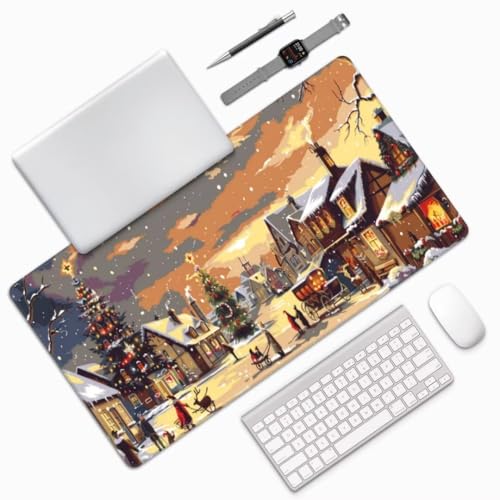 Weihnachten Mauspad Landschaft Mauspad XXL 1600x800 mm, Schreibtischunterlage Wasserdicht Mousepad mit Anti-Rutsch Basis Desk Mat, Verbessert Präzision Und Geschwindigkeit, für Laptop, Geschenk yw369 von Donpeer