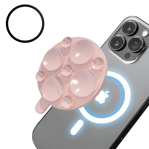 Magnetische Handyhalterung mit Saugnapf [20 mm großer Saugnapf], Silikon-Saugnapf Handyhalterung mit Mag-Safe und Metallring für alle Smartphone, freihändiger für TikTok-Videos & Selfies,Pink von Doohoeek