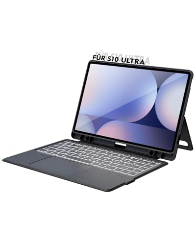 Doohoeek Tastatur mit Hülle für Samsung Galaxy Tab S10 Ultra 2024 14,6 Zoll, Tab S9 Ultra 2023, Tab S8 Ultra 2022 Keyboard Case, QWERTZ Deutsches Layout, Schwarz von Doohoeek