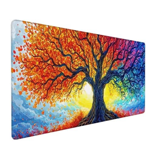 Mauspad XXL, Mauspad Farbe Mauspad Groß Schreibtischunterlage, Mauspad Gaming Baum, WassXerdicht Mouse Pad, Genähte Kanten Mit Anti-Rutsch-Gummiboden für Home Office, Geschenke 1000x500x3mm DY-334 von Doontiny