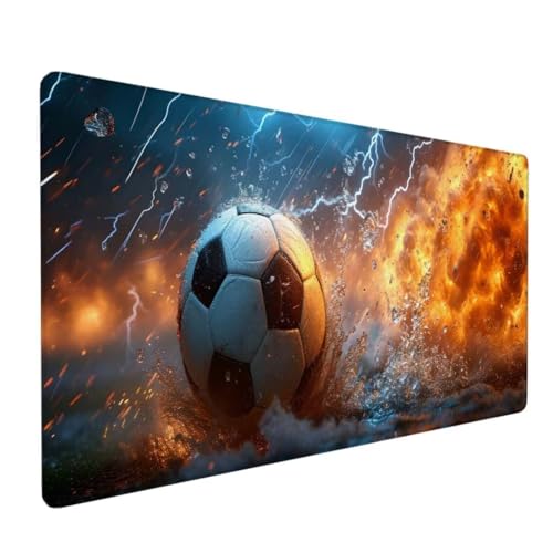 Fußball Mauspad XXL, Mauspad Gaming Orange Farbe Mauspad Groß Schreibtischunterlage, Genähte Kanten,Mit Anti-Rutsch-Gummiboden, Verbessert Präzision und Geschwindigkeit Home Office 1600x800x3mm D-369 von Doontiny