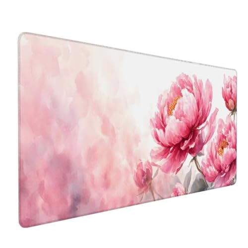 Mauspad XXL, Mauspad Rosa Mauspad Groß Schreibtischunterlage, Mauspad Gaming Pfingstrose, WassXerdicht Mouse Pad, Genähte Kanten Mit Anti-Rutsch-Gummiboden, Geschenke für Männer 1600x800x3mm DY-610 von Doontiny