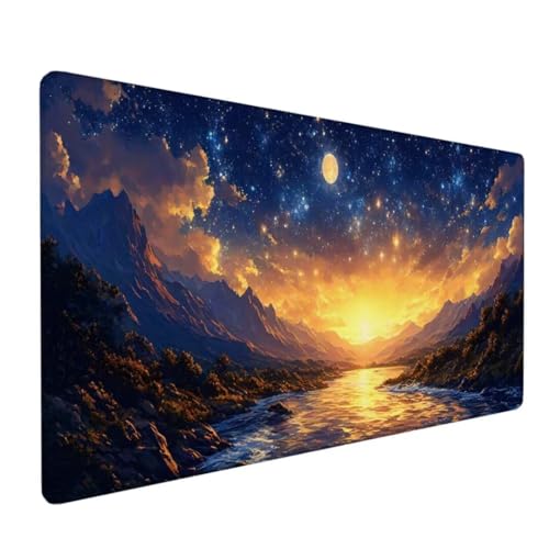 Mauspad XXL, Mauspad Sternenhimmel Mauspad Groß Schreibtischunterlage, Mauspad Gaming Landschaft, WassXerdicht Mouse Pad, Genähte Kanten Mit Anti-Rutsch-Gummiboden für Home Office 600x400x3mm DY-458 von Doontiny