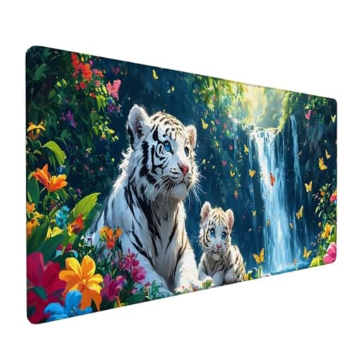 Tiger Mauspad XXL, Mauspad Gaming Farbe Mauspad Groß Schreibtischunterlage, Genähte Kanten,Mit Anti-Rutsch-Gummiboden, Verbessert Präzision und Geschwindigkeit, für Home Office 1600x800x3mm D-163 von Doontiny